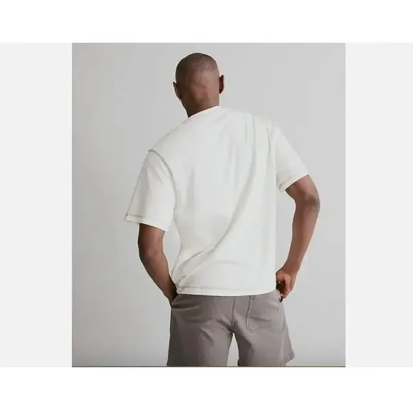 Madewell Mens Shirt XS Recycled Cotton Blend Henley Creme Fraiche NL138 - Picture 2 of 8